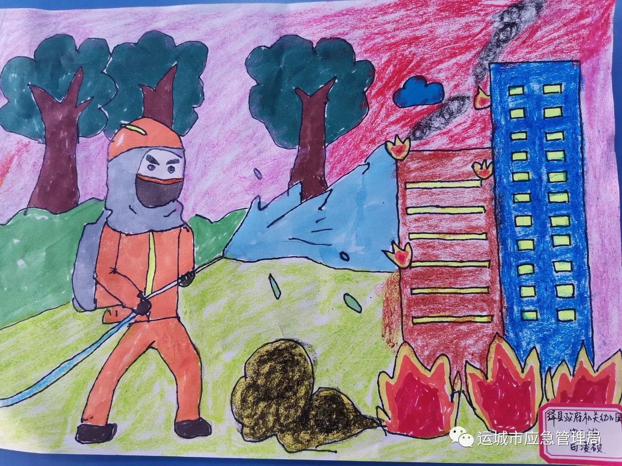 “致敬消防战士”儿童绘画作品