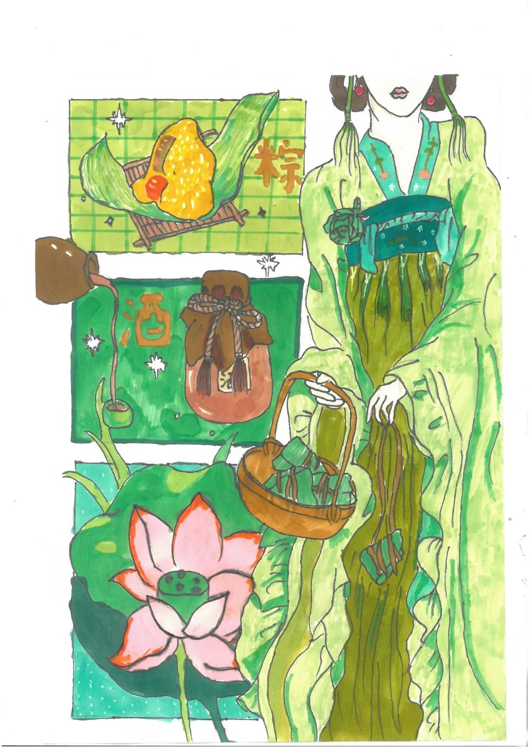 端午安康主题儿童画图片作品十