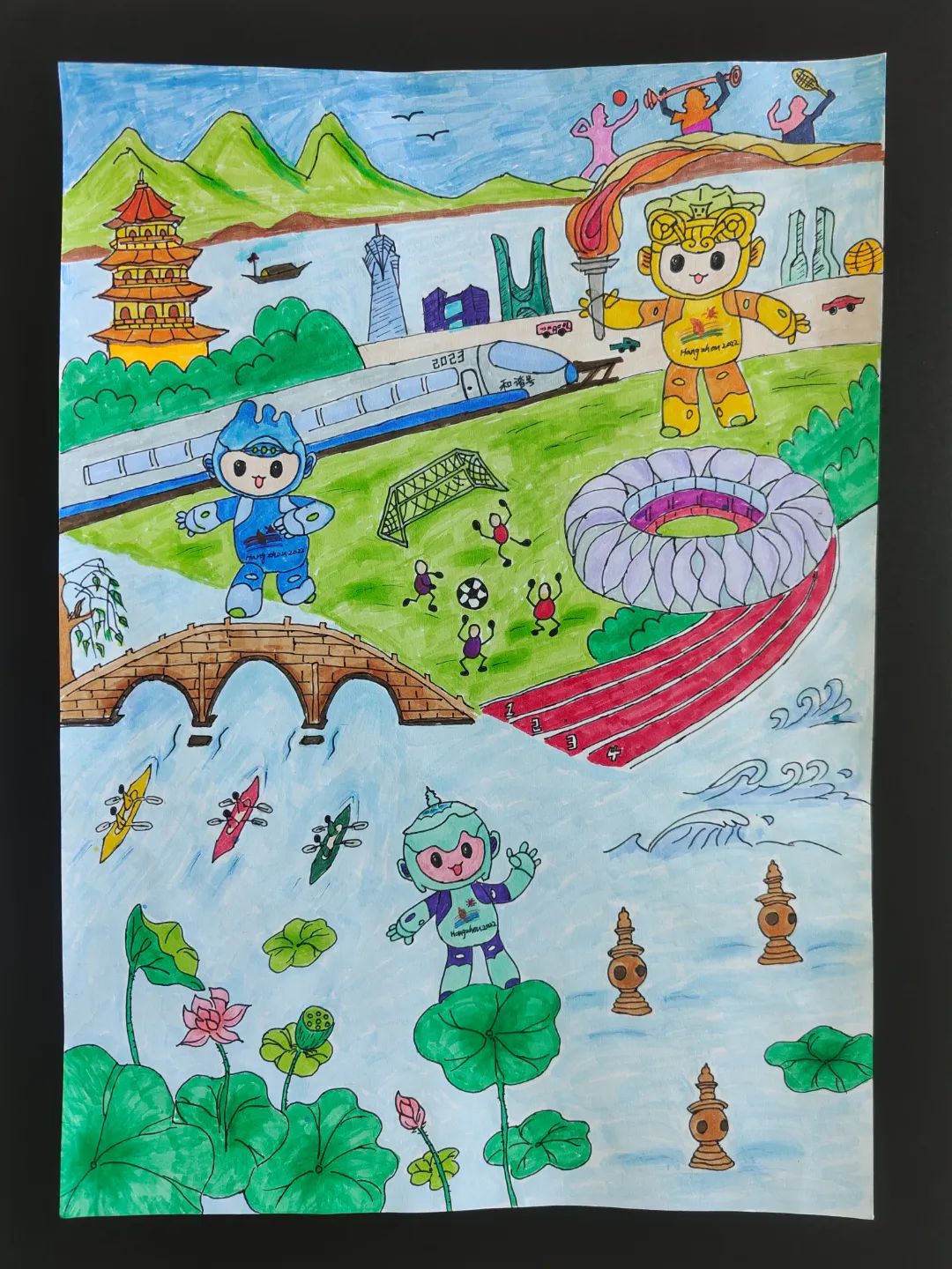 幼儿园“喜迎2023杭州亚运会”儿童画展出作品第十九张