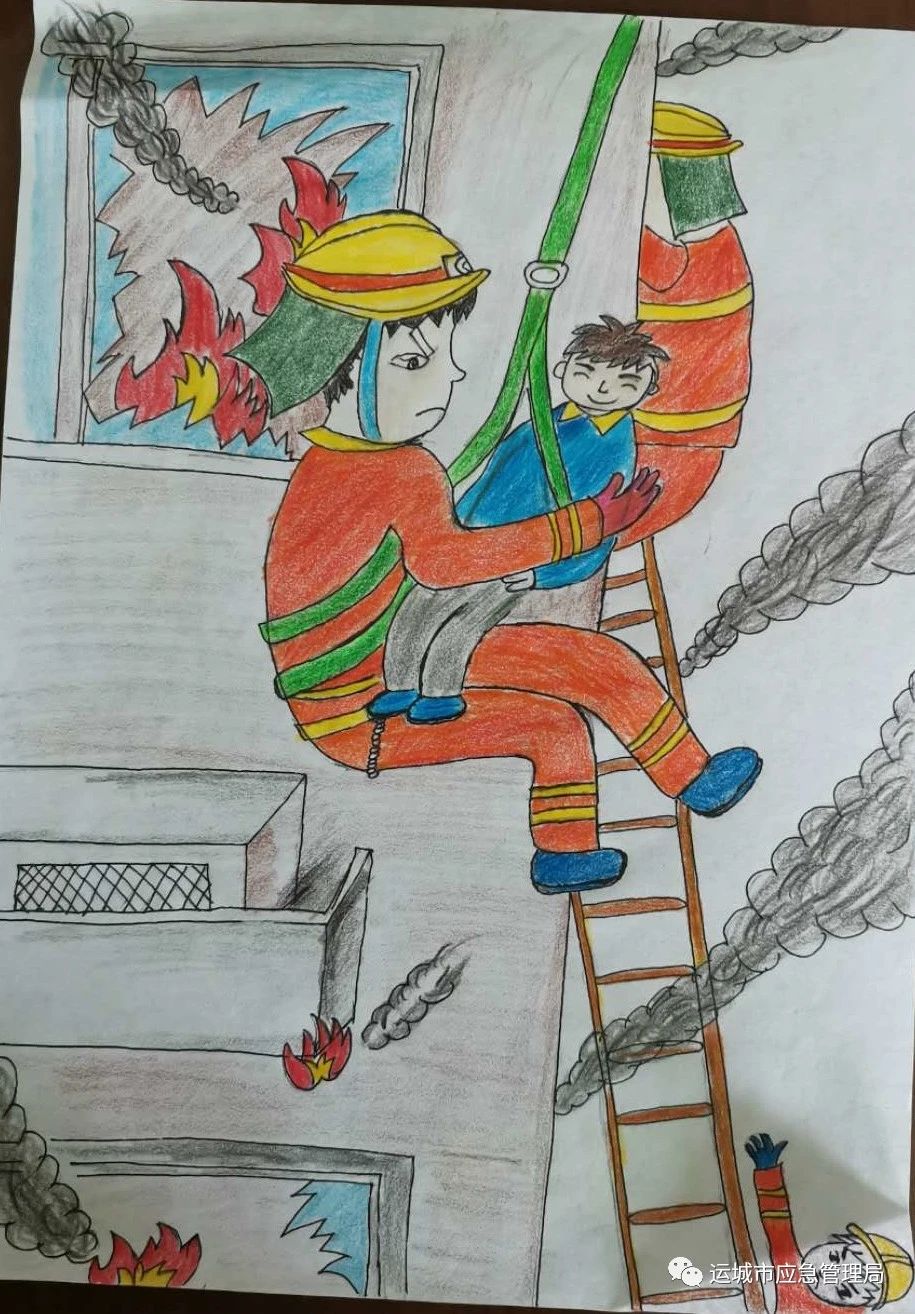 消防安全幼儿园小朋友绘画(儿童画)