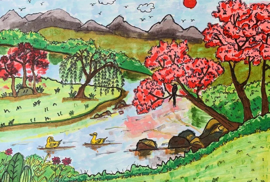 以春天为主题的幼儿园儿童画图片比赛作品（三）