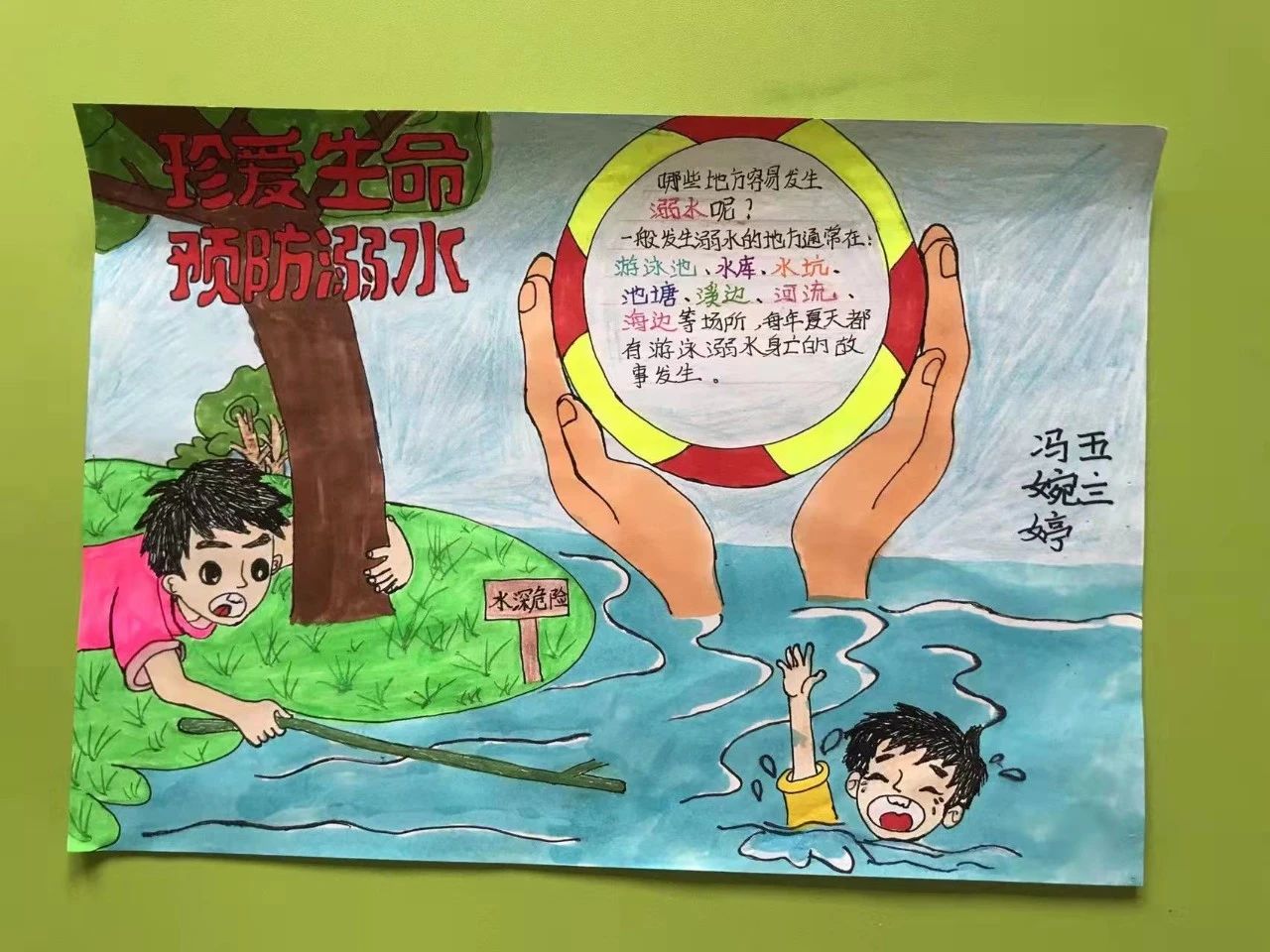 小学生珍爱生命远离溺水儿童画画图片第5张