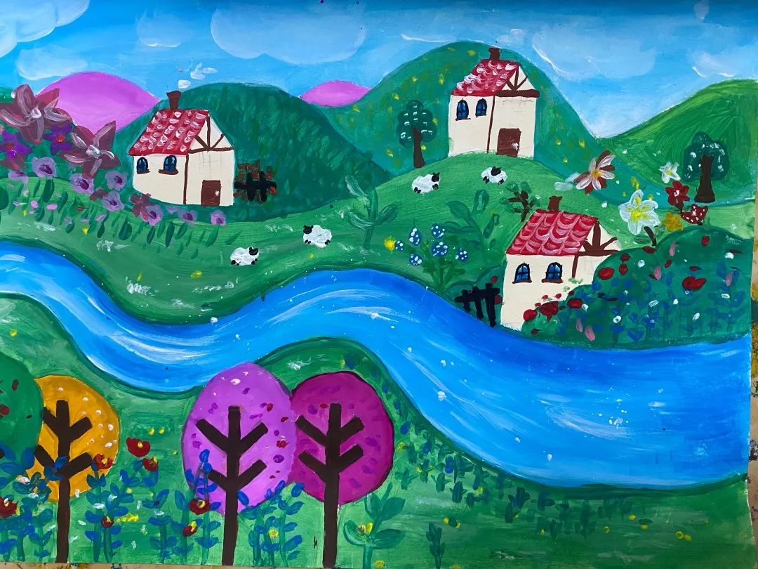 三等奖画《我的家乡》幼儿园作品