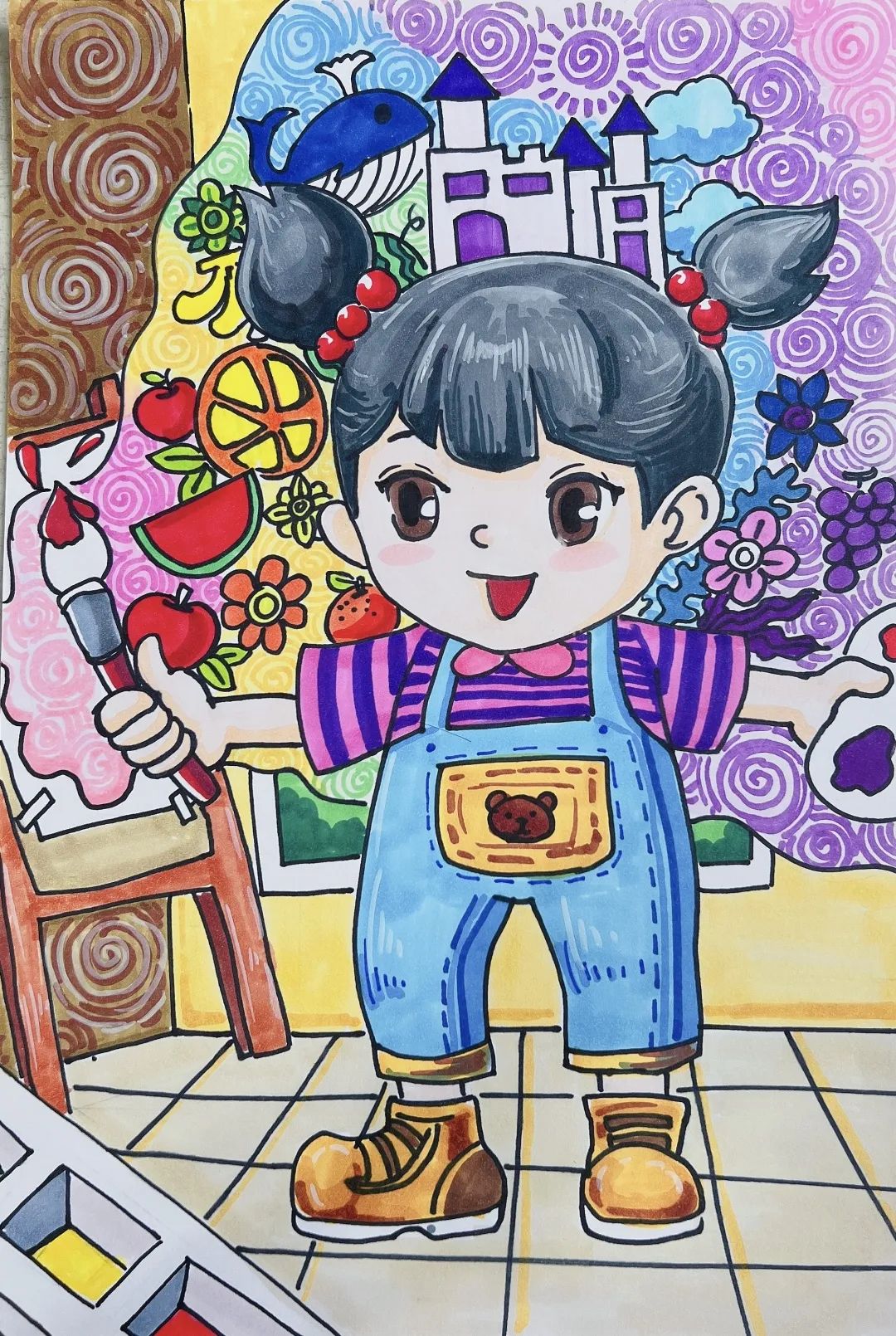 “放飞梦想 我画我心” 绘画作品简单好看