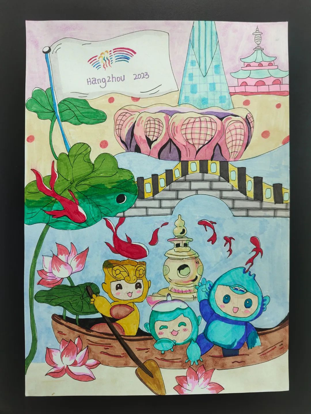 幼儿园“喜迎2023杭州亚运会”儿童画展出作品第六张