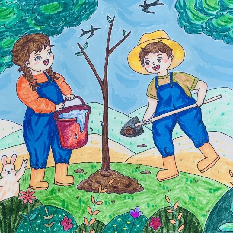 以春天为主题的幼儿园儿童画图片比赛作品（十三）