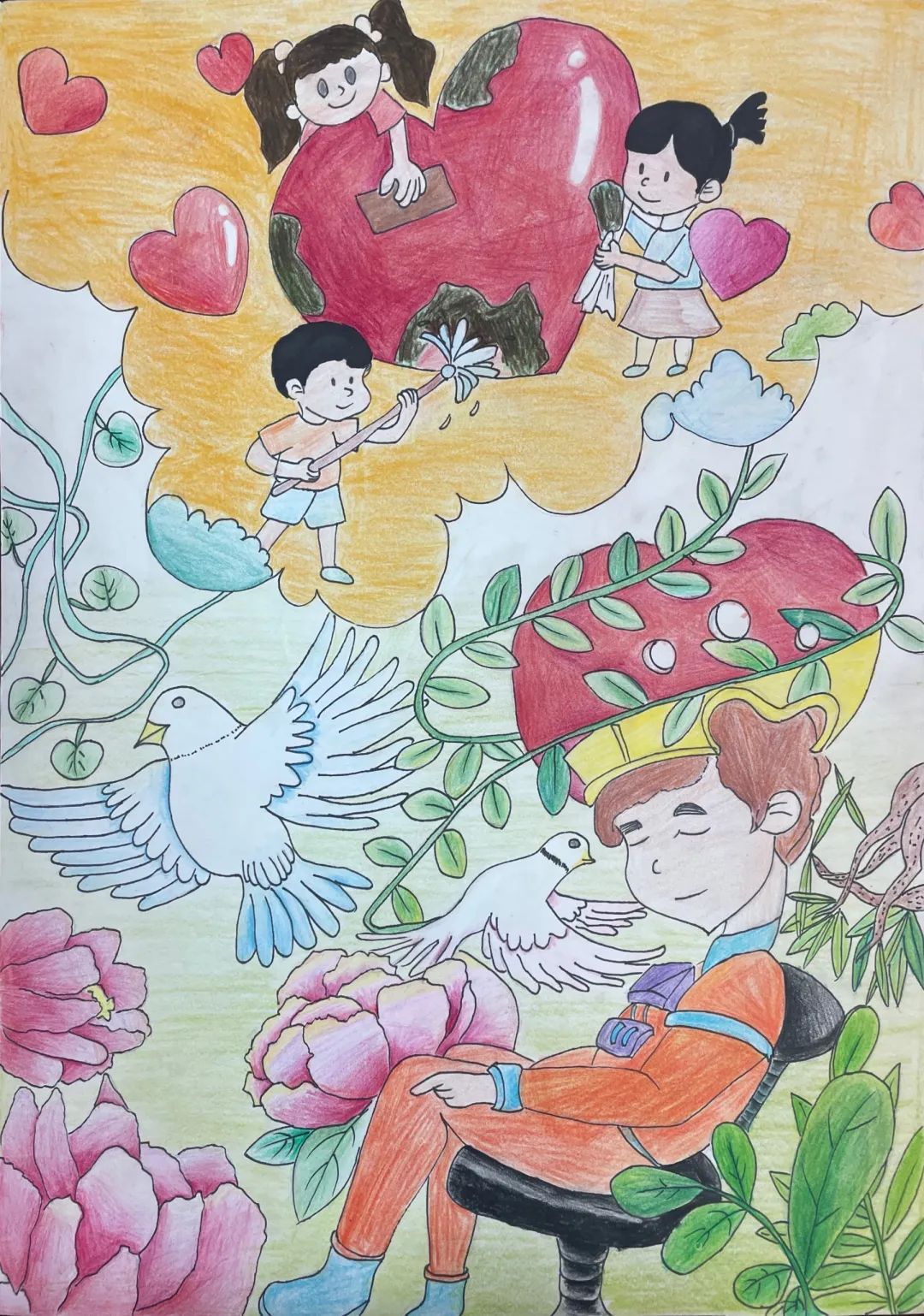 “心向阳光 健康成长”正能量心理健康主题绘画作品5