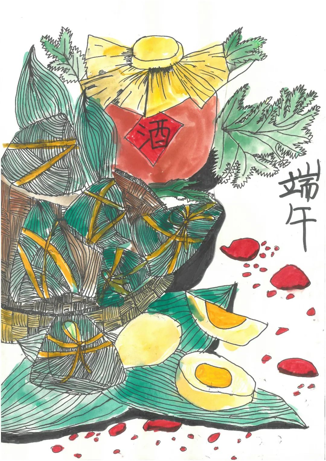 端午安康主题儿童画图片作品二