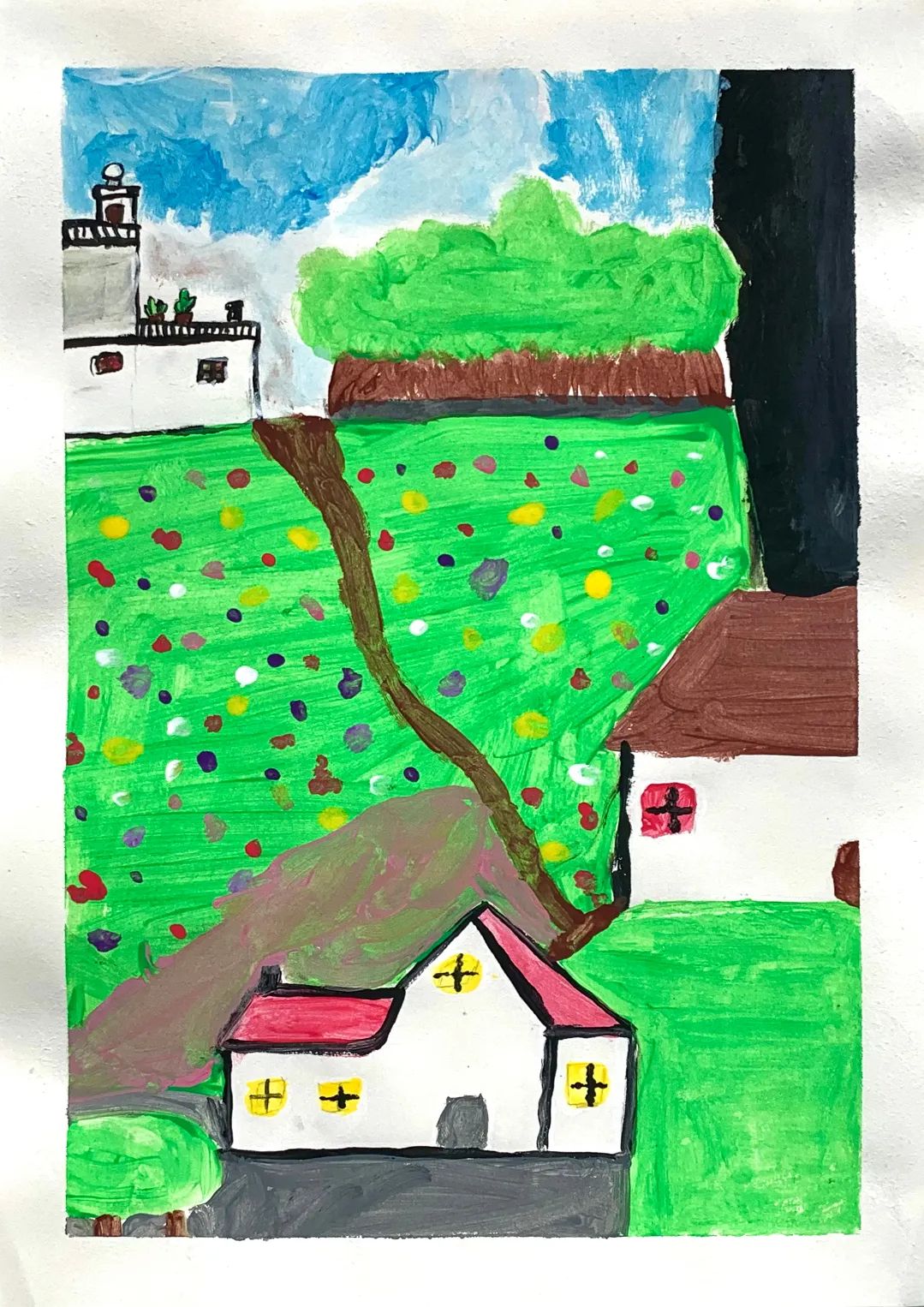 美丽的乡村田园儿童画作品九