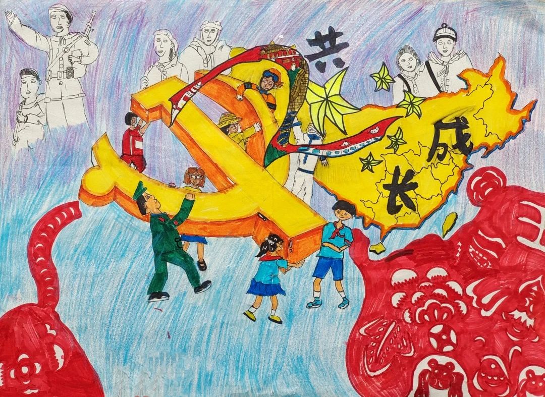 “学习二十大 争做好少年”绘画展示作品第3张