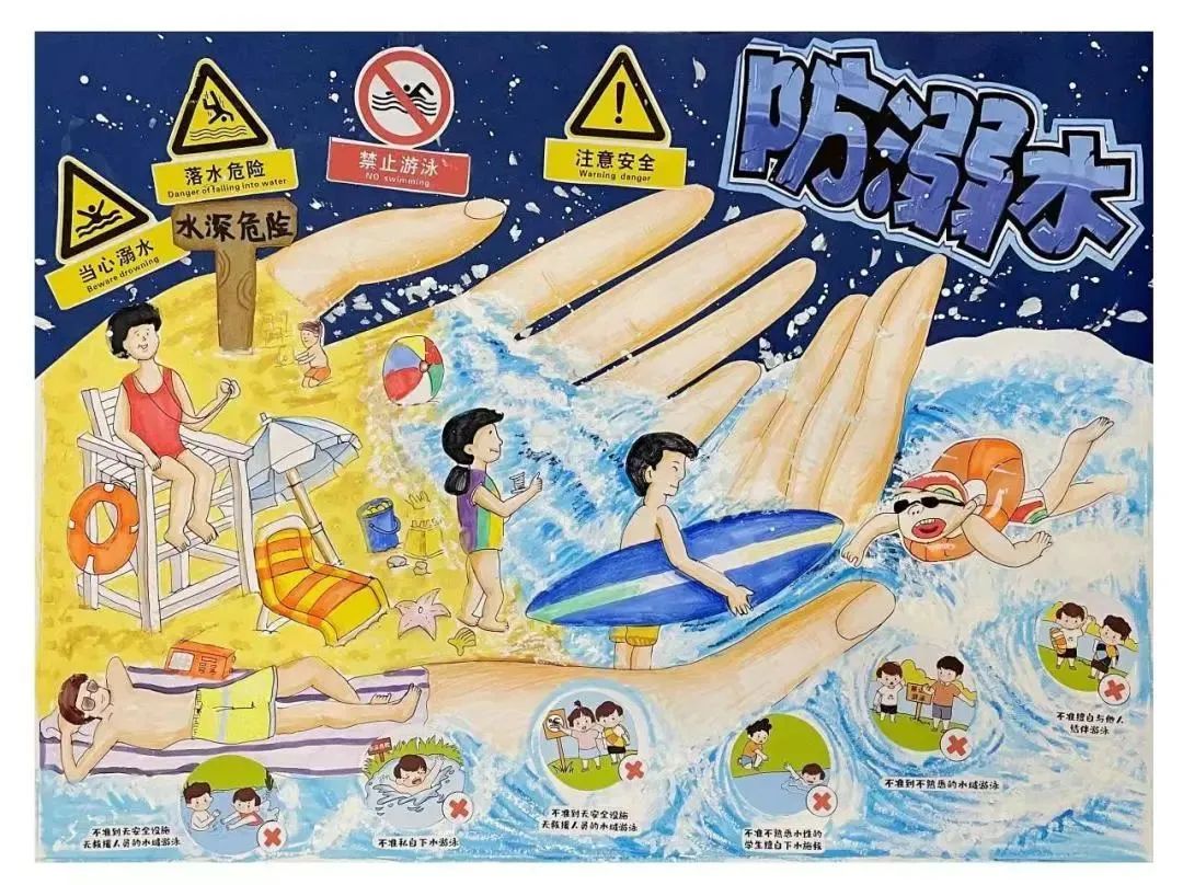 儿童防溺水宣传画画图片1