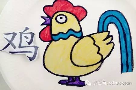 幼儿园十二生肖儿童画图片之《酉鸡》