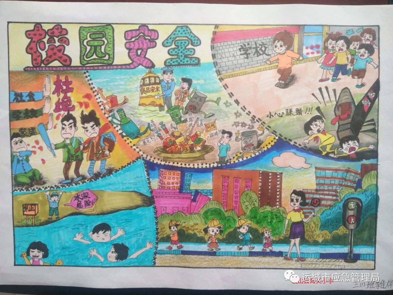 “校园安全 拒绝暴力” 平安校园绘画作品