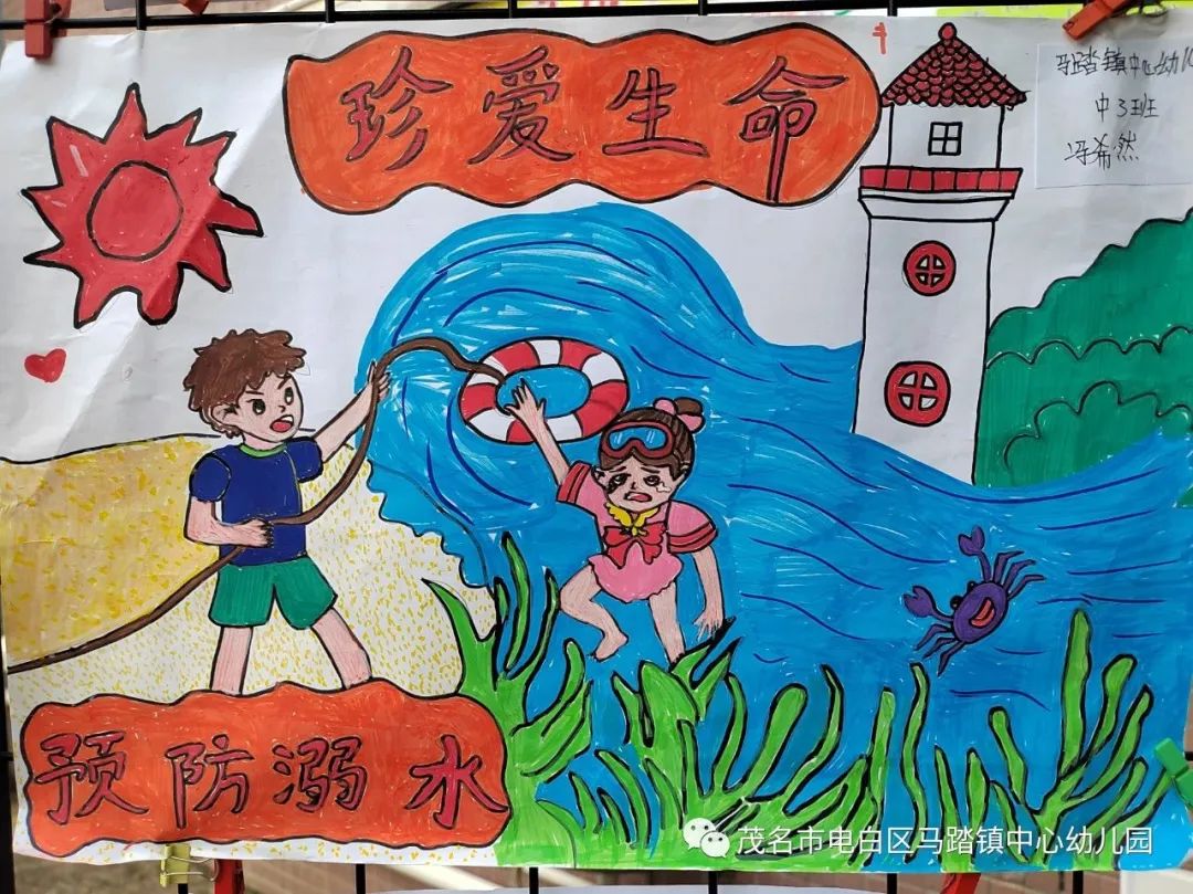 “防溺水”手抄报简笔画作品一等奖