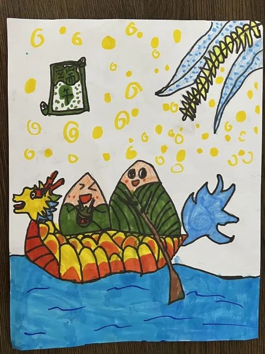 小学生端午节赛龙舟儿童画