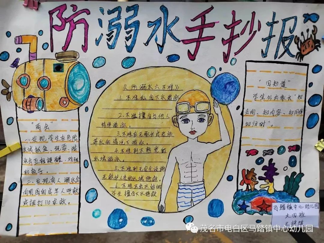 安全“童”行，谨防溺水——“同心防溺水”安全宣传教育主题手抄报作品