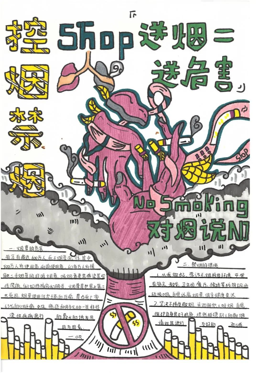 世界无烟日：“绘少年力量,画无烟未来”青少年控烟绘画作品