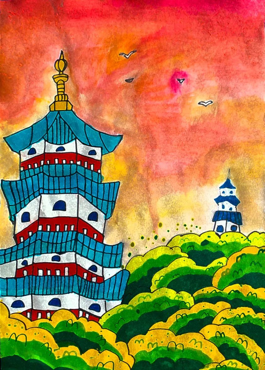 美丽的乡村田园儿童画作品十八