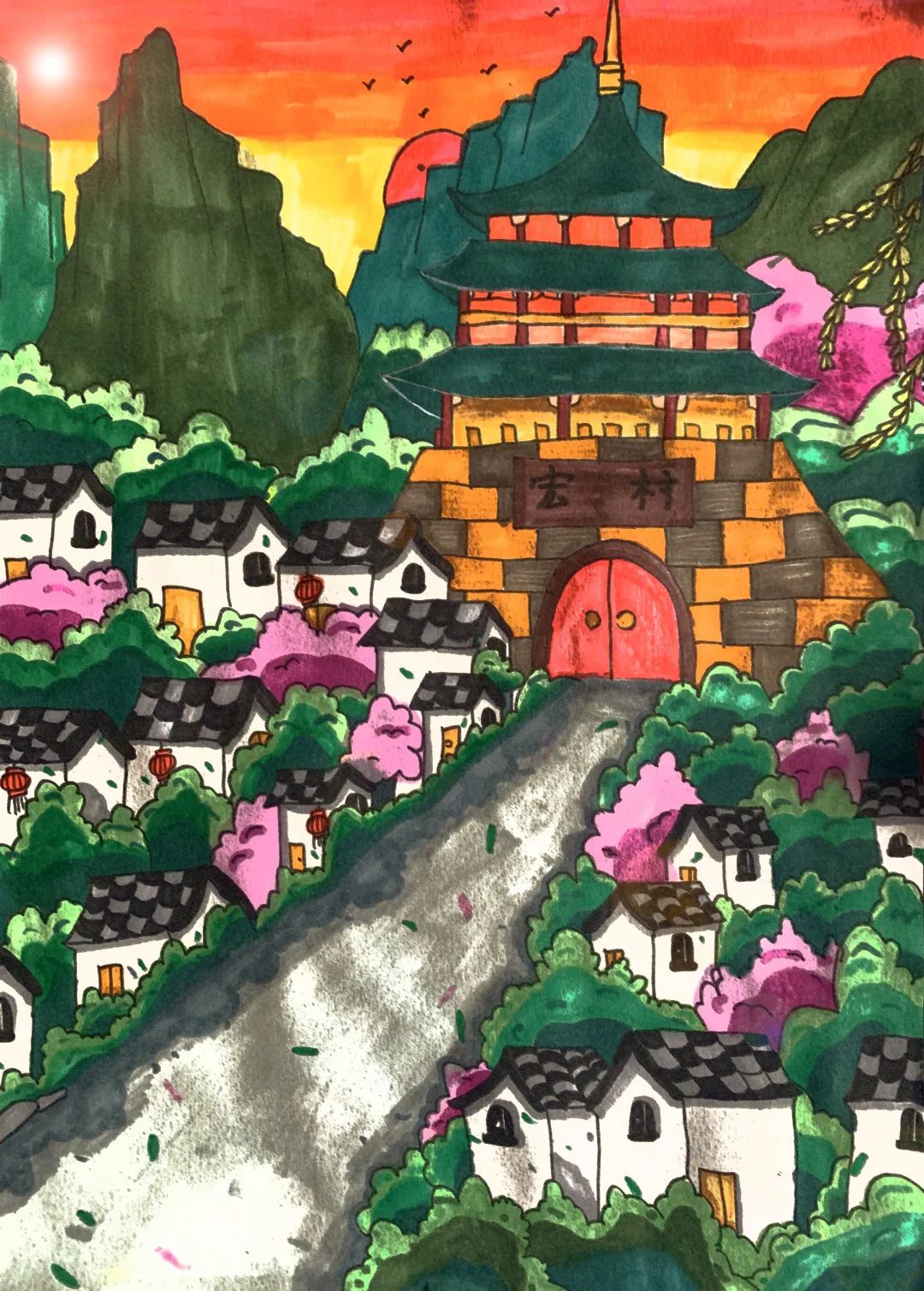 小学"爱我家乡"学生绘画优秀作品