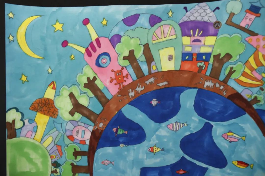美丽的乡村田园儿童画作品三