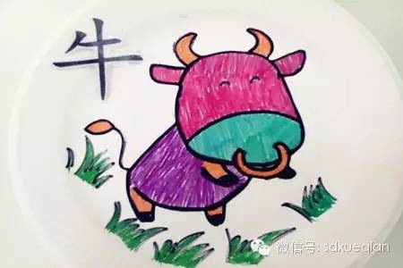 幼儿园十二生肖儿童画图片之《丑牛》