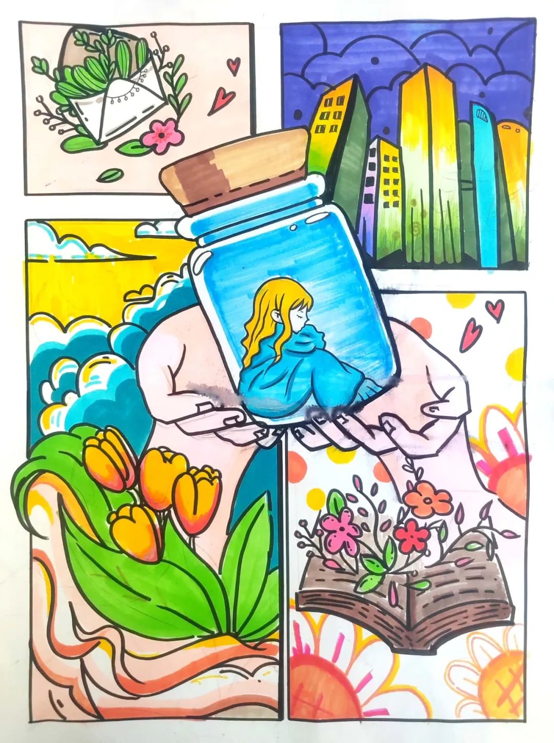 “敞开心灵 健康成长”心理健康主题儿童画