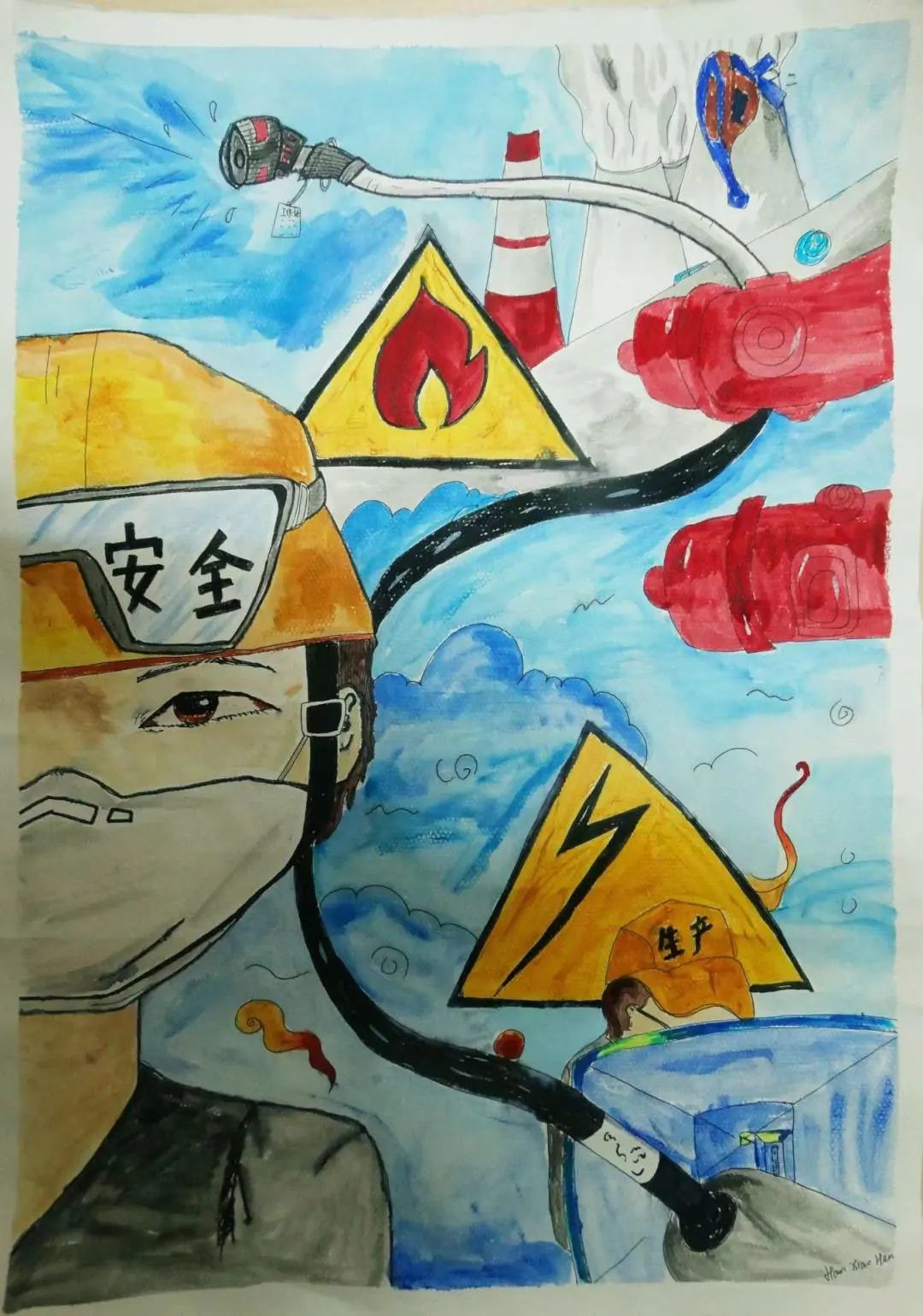 安全生产月主题绘画作品