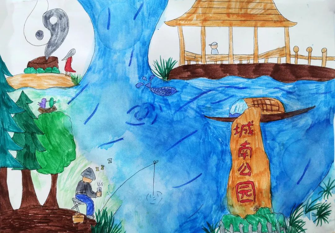 美丽的乡村田园儿童画作品十六