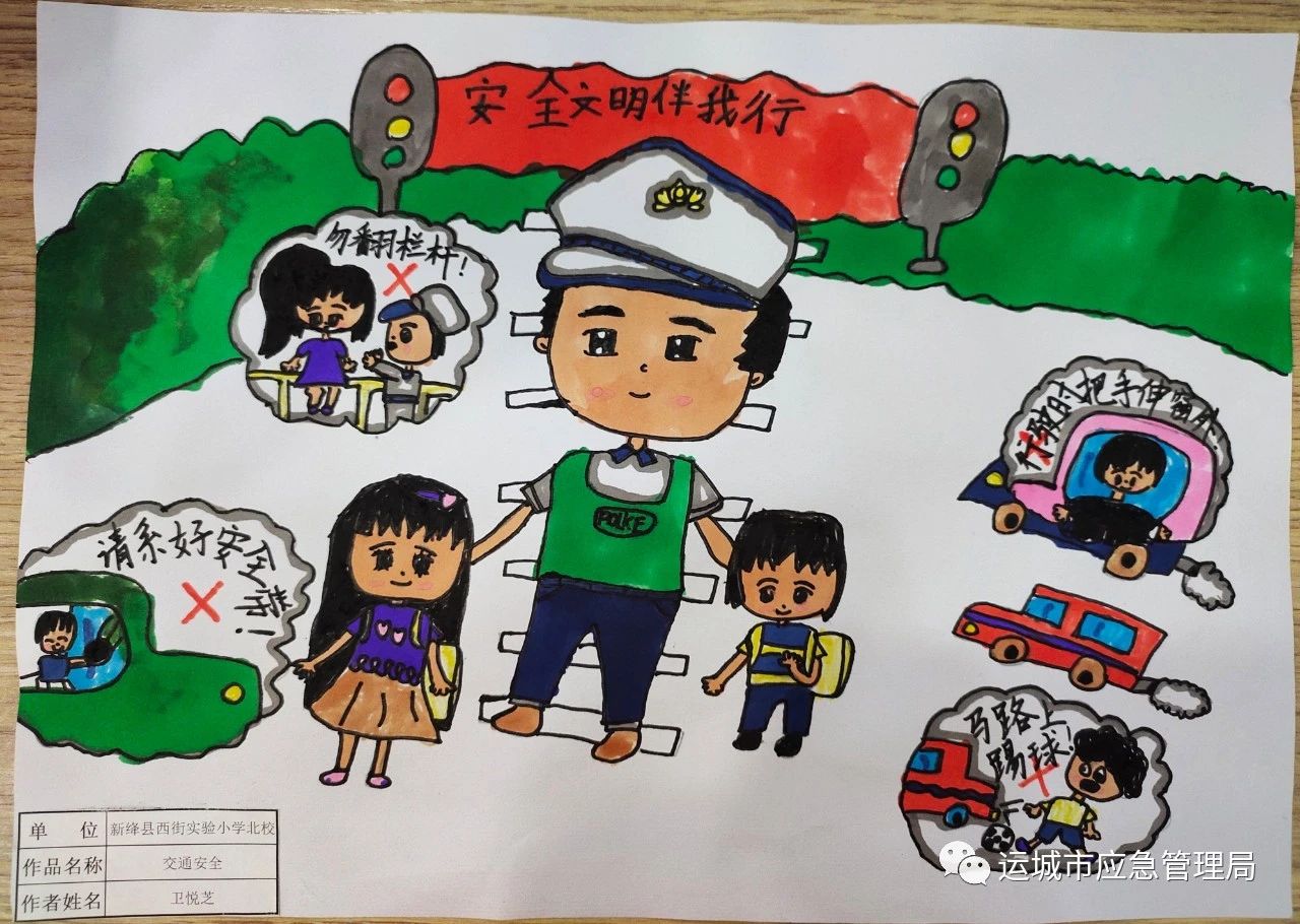 “安全文明伴我行”主题绘画图片