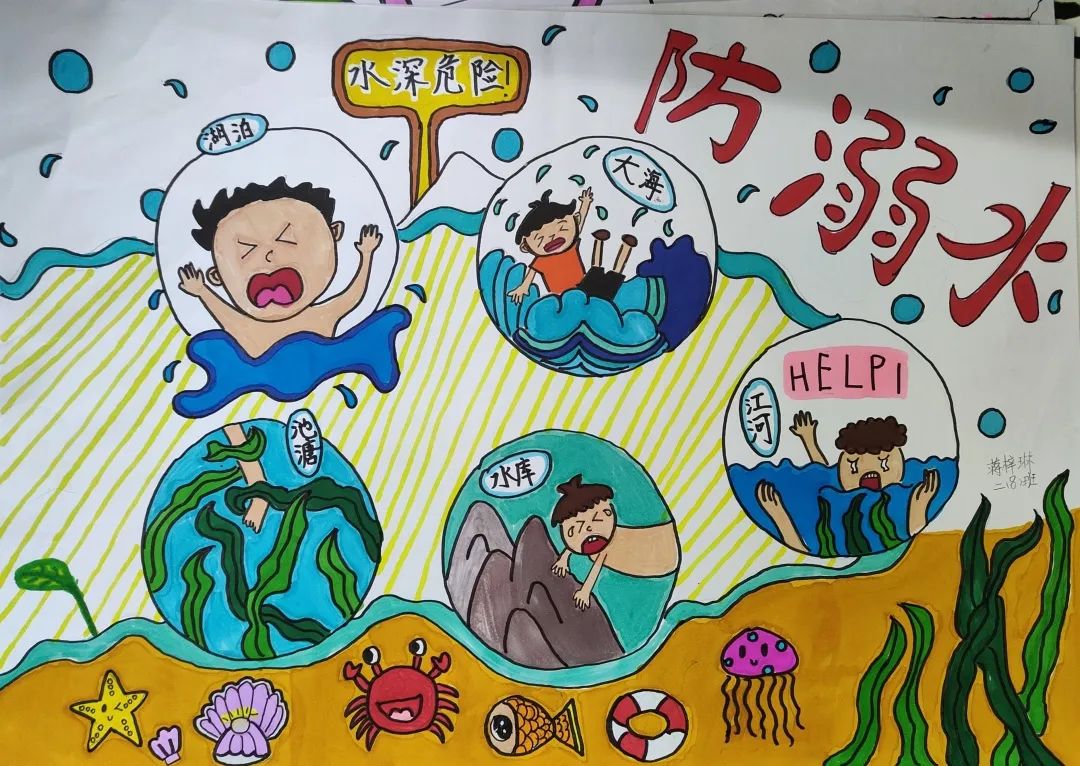 “安全第一 生命至上”暑期安全主题之防溺水绘画作品13