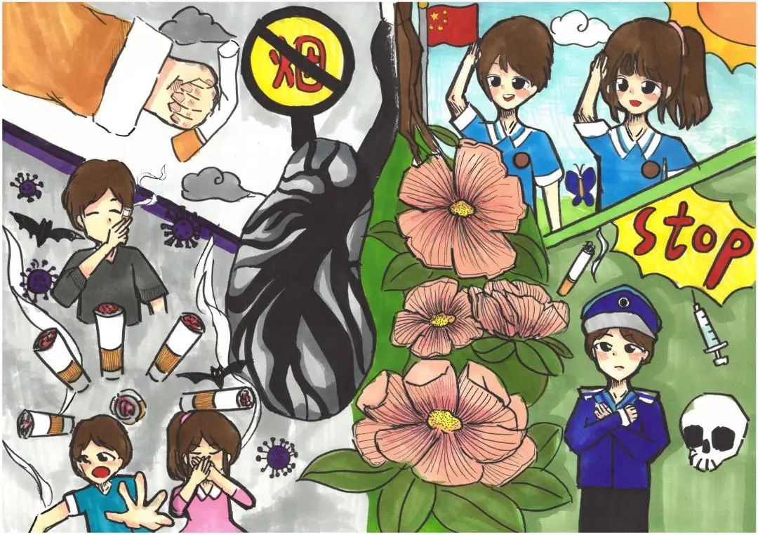 《绘少年力量 画无烟未来》青少年控烟主题绘画作品第十四张