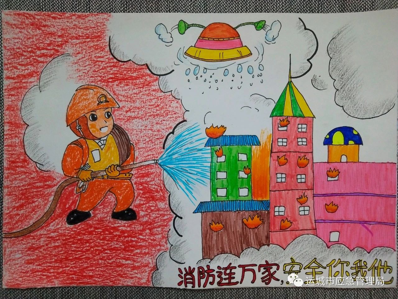 “消防连万家 安全你我他”主题绘画作品