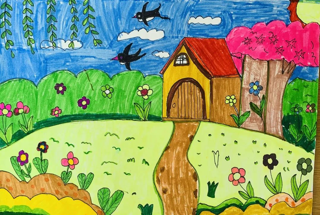 以春天为主题的幼儿园儿童画图片比赛作品（七）