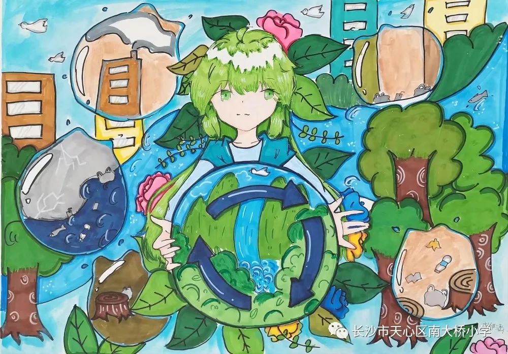 关于碳达峰碳中和儿童系列绘画展示（十）