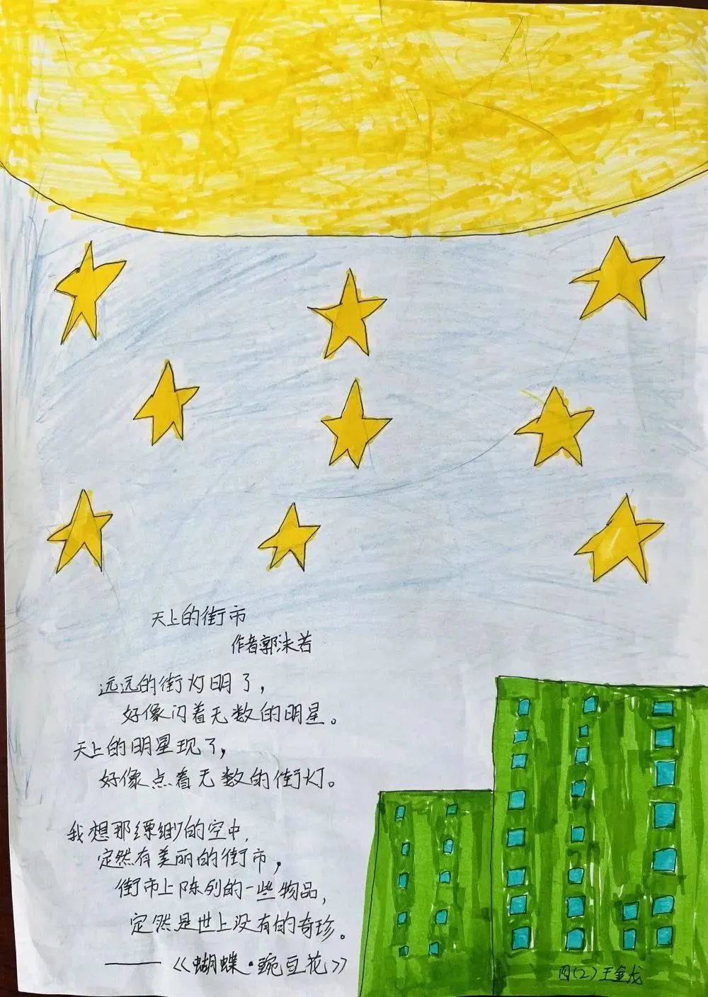 简单又好看的现代诗配画《天上的街市》