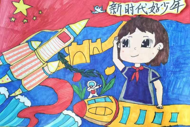 “学习二十大 争当好少年”儿童绘画优秀作品第一张