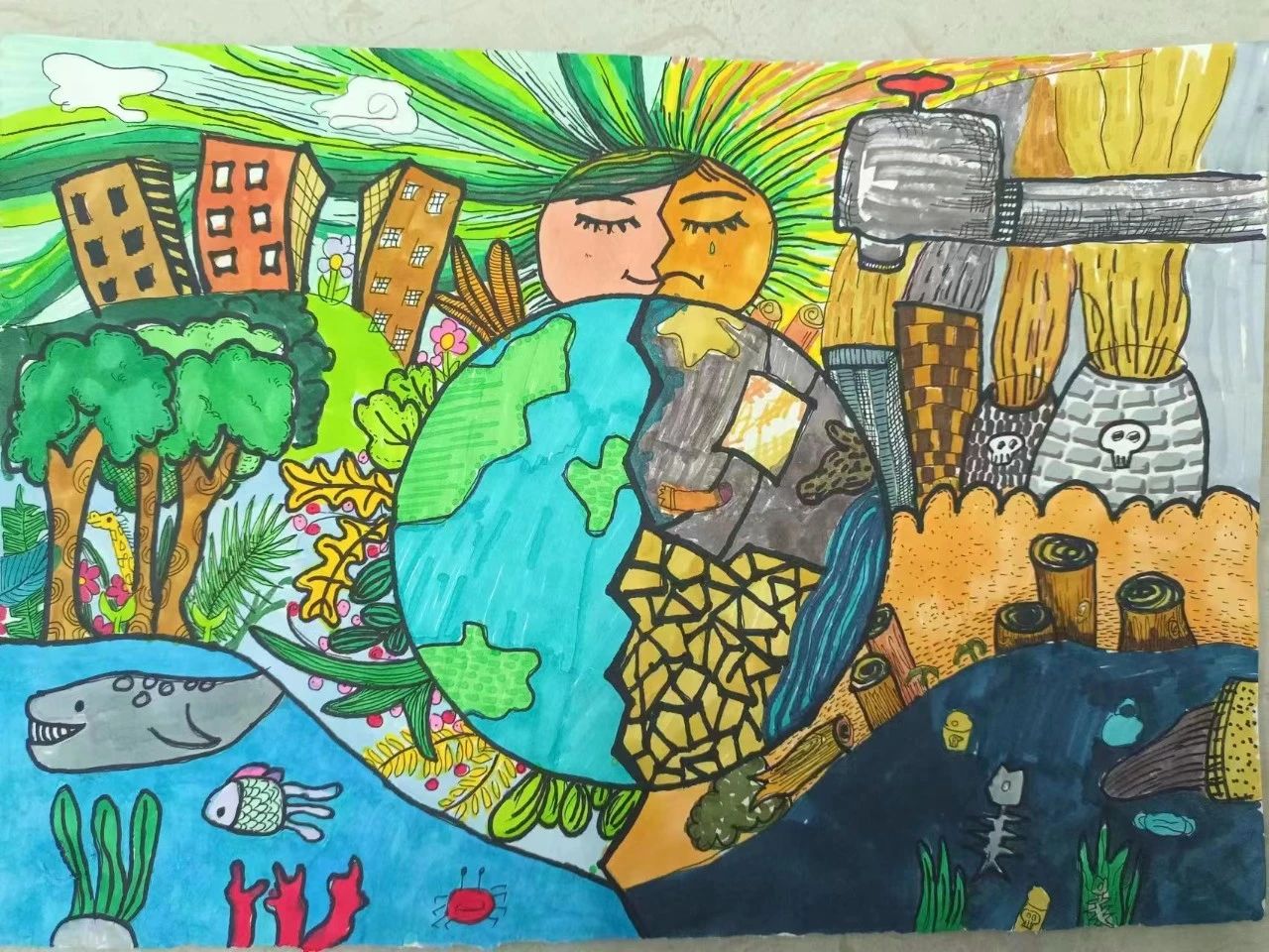 “低碳出行 绿色节能”主题绘画作品（11）