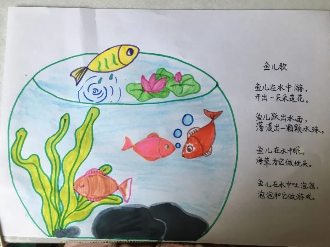 中小学生现代诗配画图片作品《鱼儿歌》