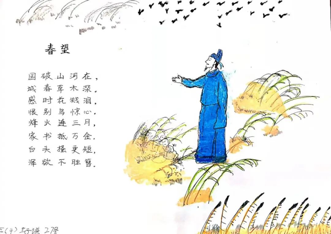 简单又好看的古诗配画《春望》
