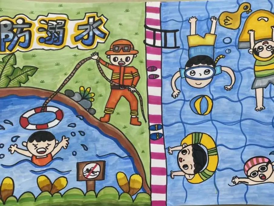 防溺水主题安全教育宣传绘画作品（8）