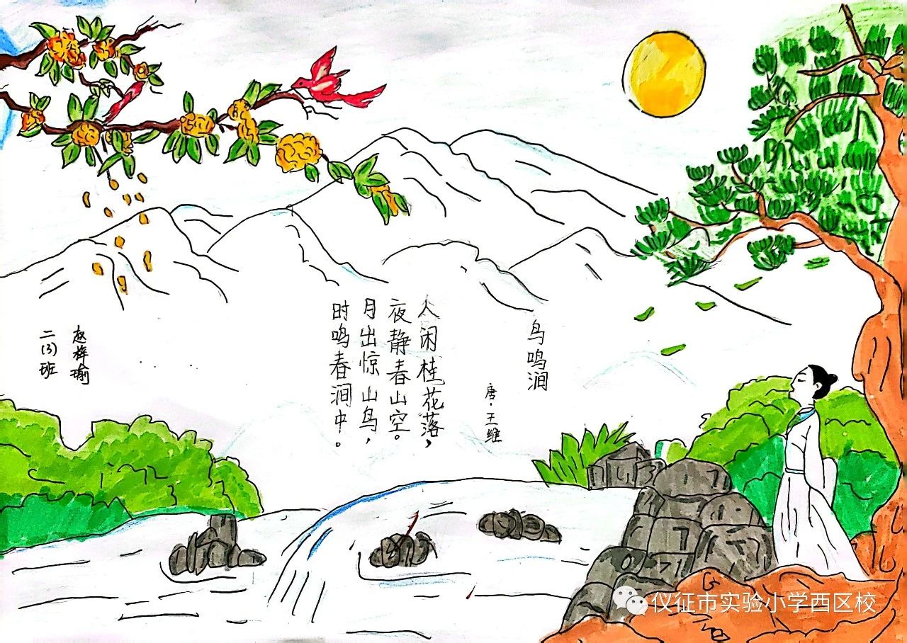 小学诗词配画赏析《鸟鸣涧》