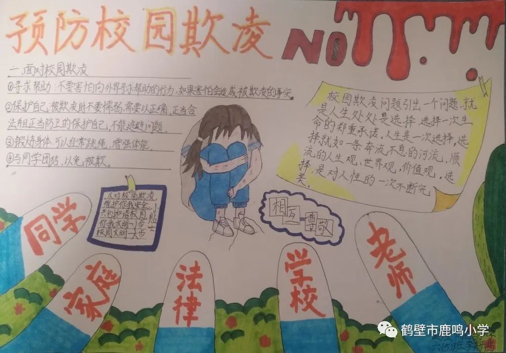 “防校园欺凌 建平安校园”画画图片大全（3）