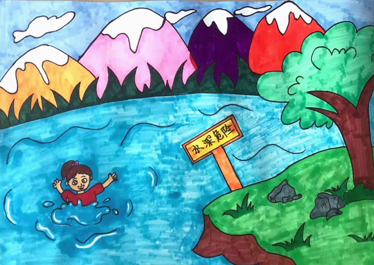 中学生关于预防溺水安全的绘画图4