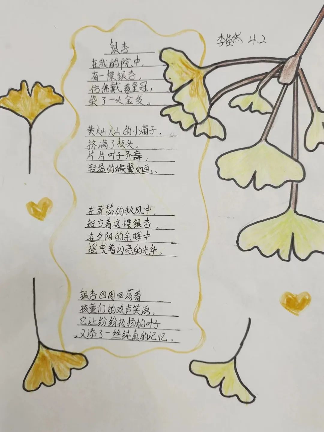 小学现代诗配画图片作品《银杏》