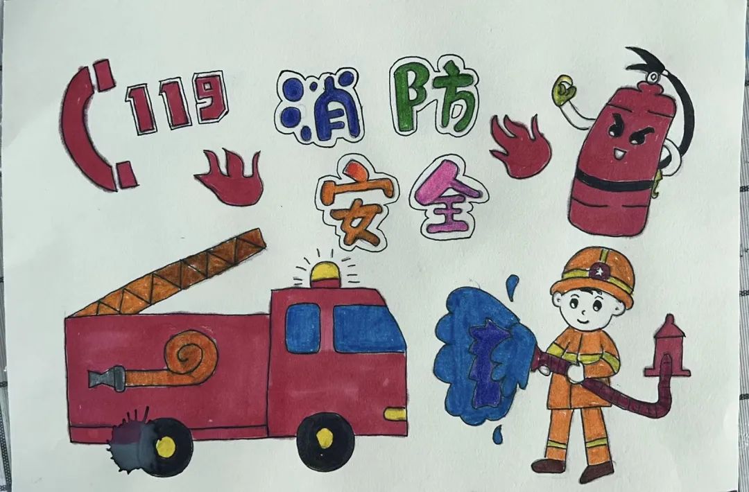 幼儿园安全生产月画画作品展（12）