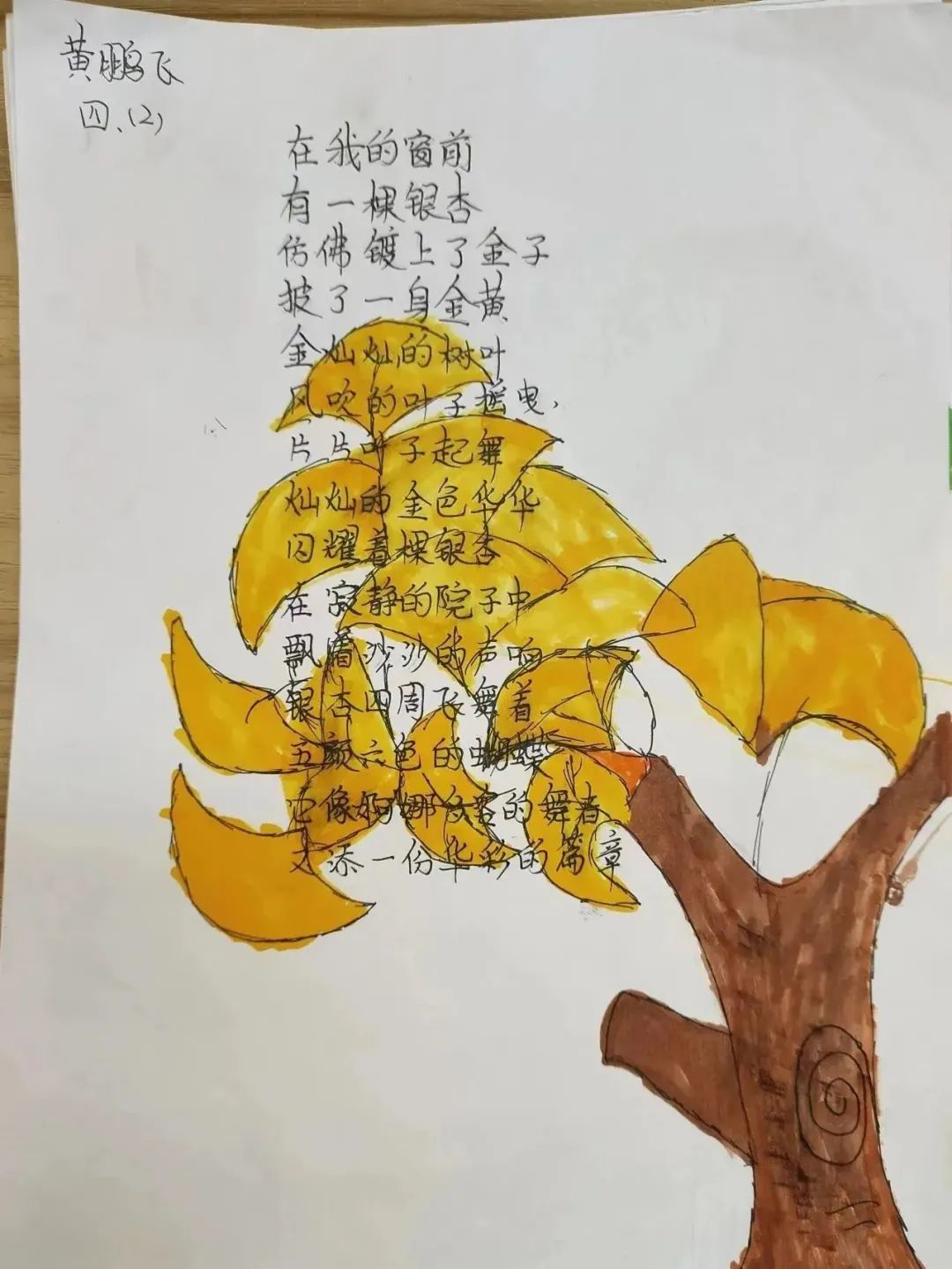 小学现代诗配画图片作品之《银杏》