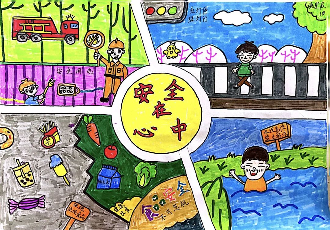 幼儿园安全生产月画画作品展（8）