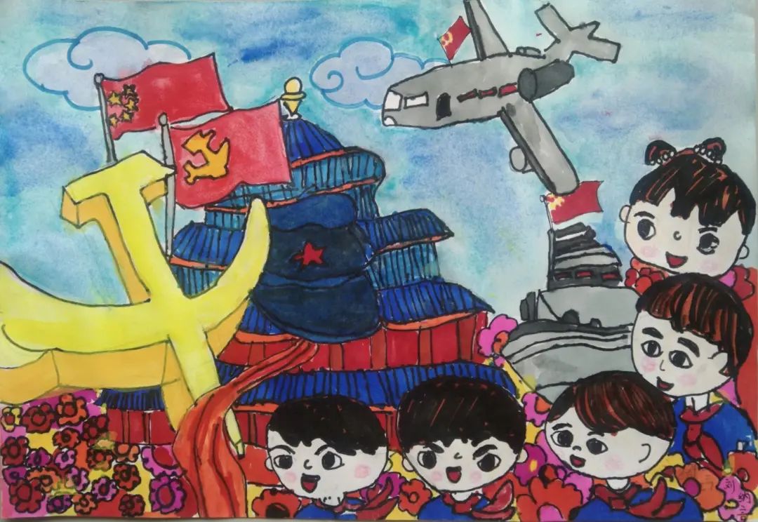“学习二十大 一起向未来”主题绘画作品图8