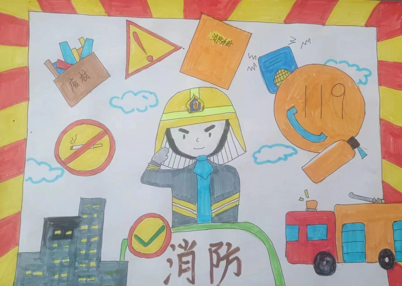 简单好看的交通安全儿童画图片（6）