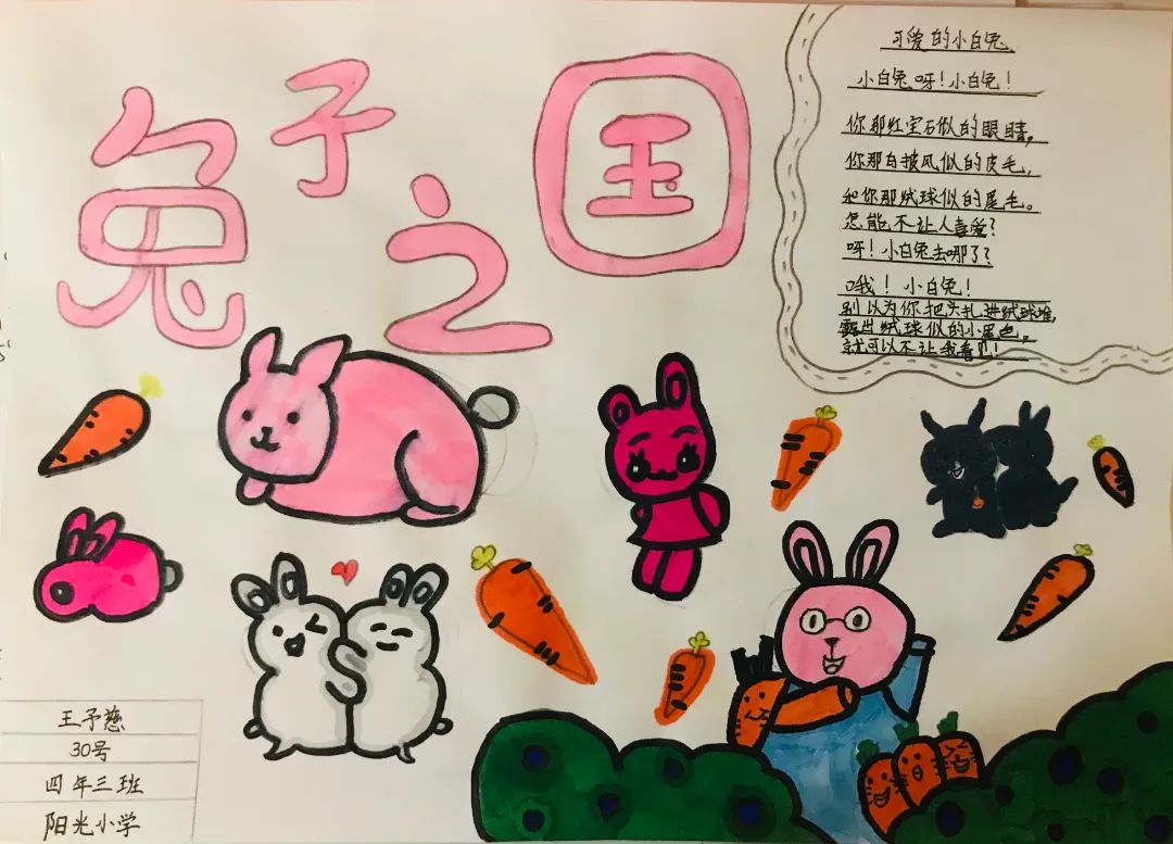 现代诗配画简单又好看图片——《兔子之国》